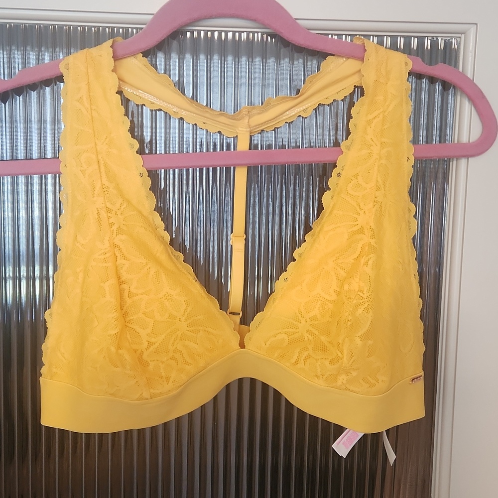 Victorias Secret PINK yellow lace bralette, xL